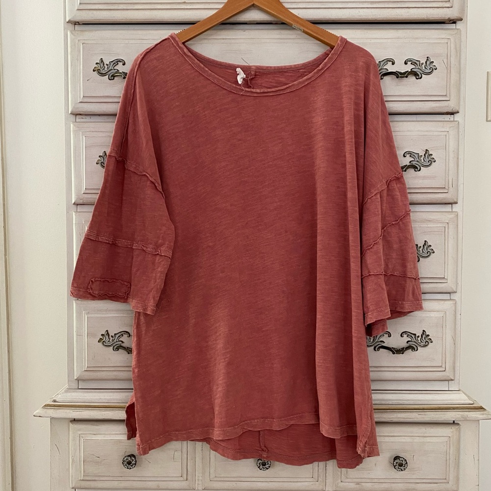 Vici Rust Patchwork Slub Cotton Top